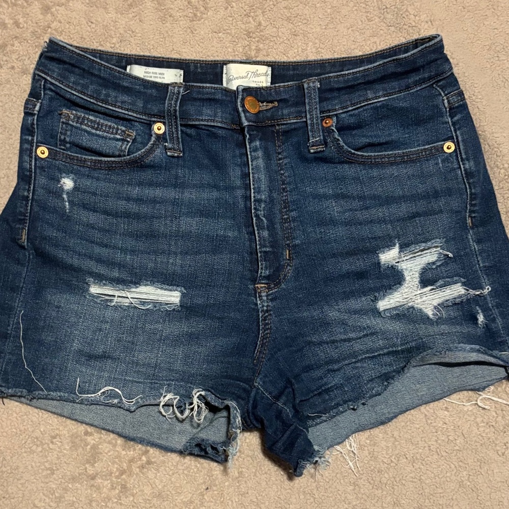 Universal Thread Dark Wash Distressed Denim Shorts